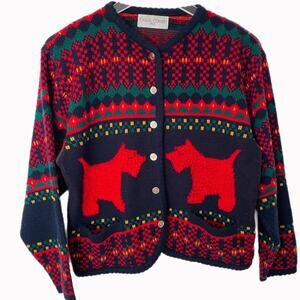 Vintage 90s Casual Corner Scottie Dog Sweater Sz S